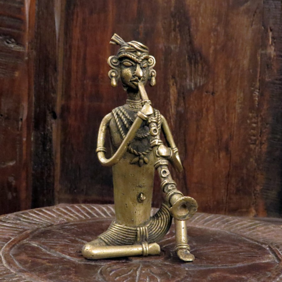 Оригинальная статуэтка музыканта, бронза, Индия, 14 см