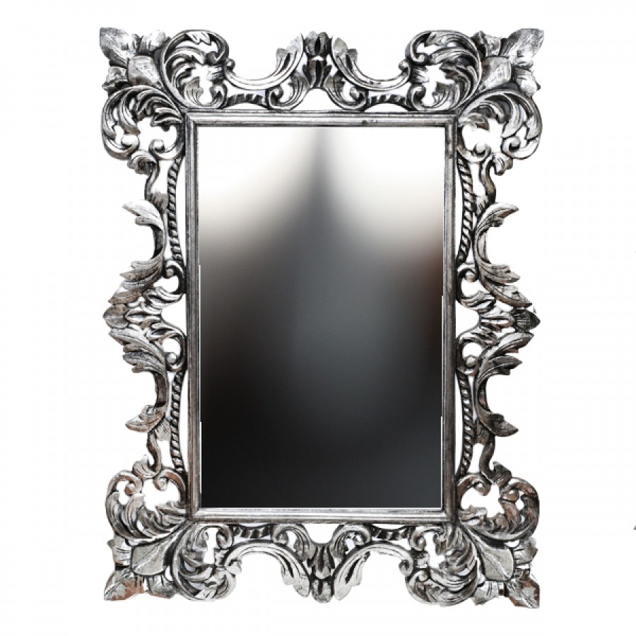 Зеркало в раме из массива Chic, antik silver, 90х120 см