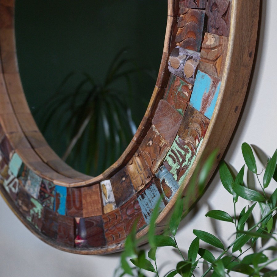 АСАМАНИ, круглое зеркало из Индии в этно, лофт стиле