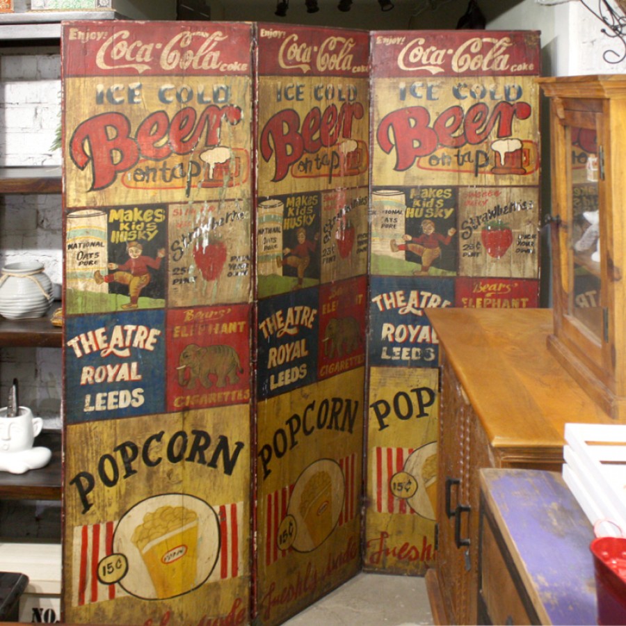 Декоративная деревянная ширма в лофт стиле из Индии