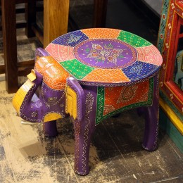Индийский расписной столик-табурет Слон
