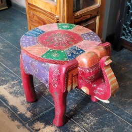 Индийский расписной столик-табурет Слон