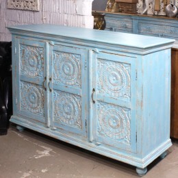 Резной голубой комод Maasha II в стиле прованс, шебби 