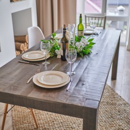 Деревянный обеденный стол в гостиную ДАРХАТ, серый, 200 см