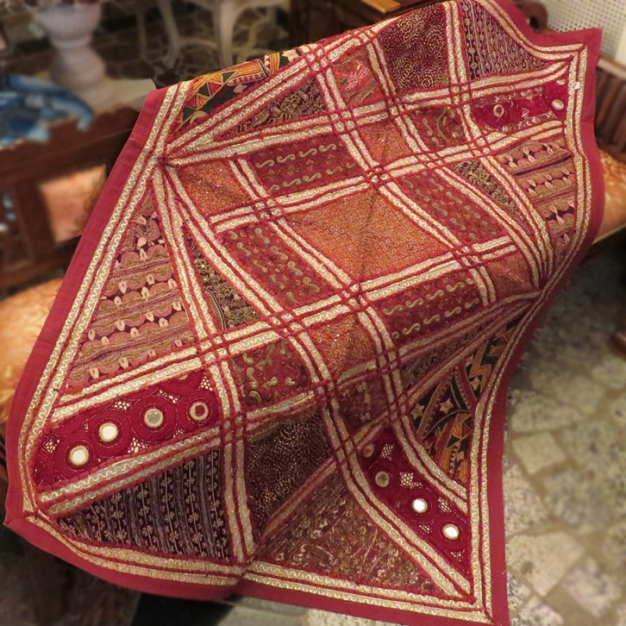 Коврик с вышивкой из Индии, фуксия, 100x150 см