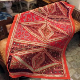 Коврик с вышивкой из Индии, красный, 100x150 см