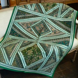 Коврик с вышивкой из Индии, зеленый, 100x150 см