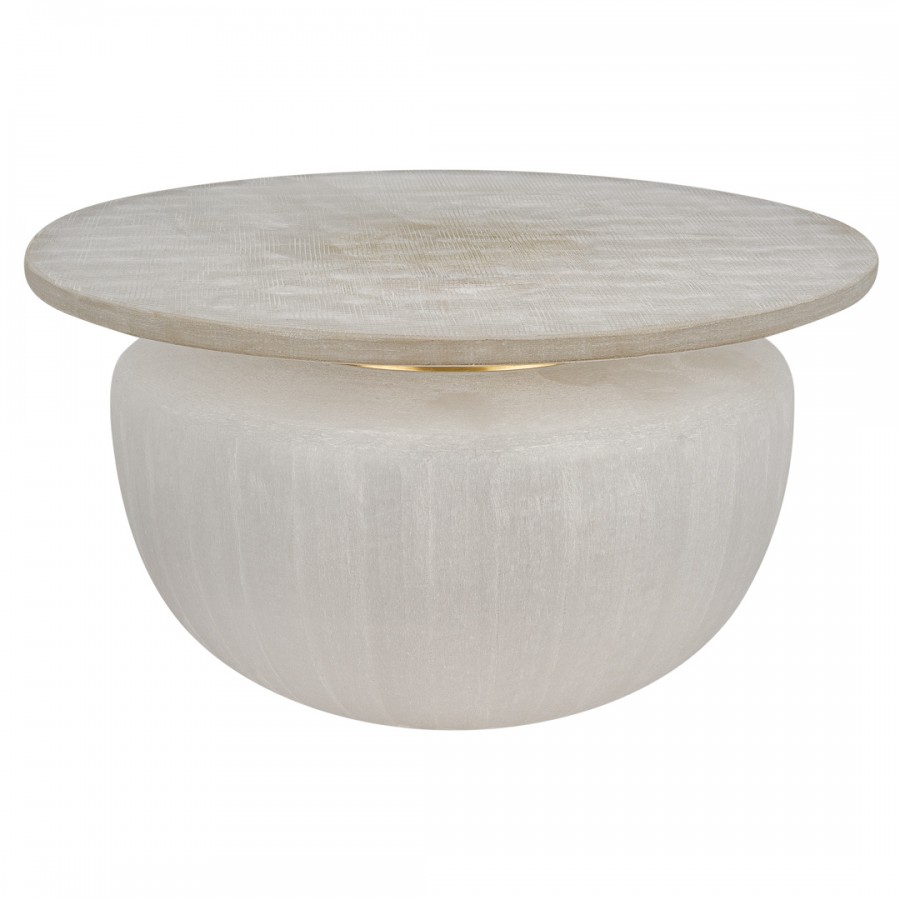 Столик дизайнерский из стекла светло серого цвета Бейнли