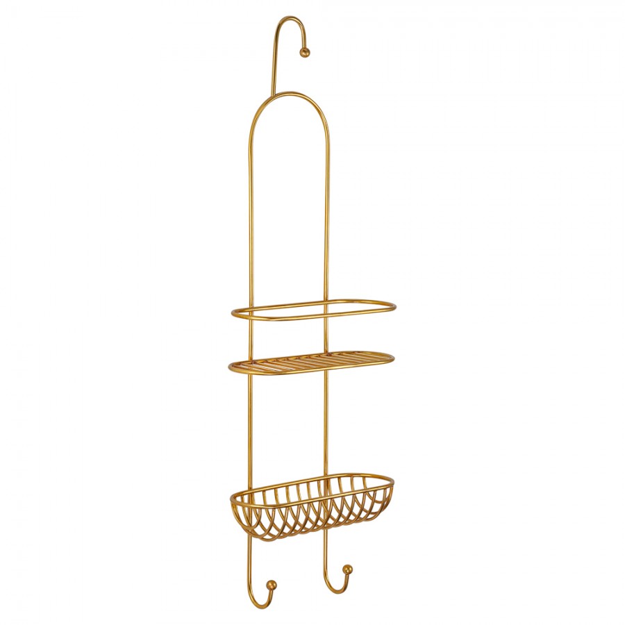 Полка двухъярусная в душевую, цвет латунь